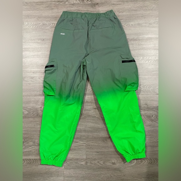 Zara Men Green Reflective Track Pants‎ Neon Cargo Medium - Picture 6 of 7